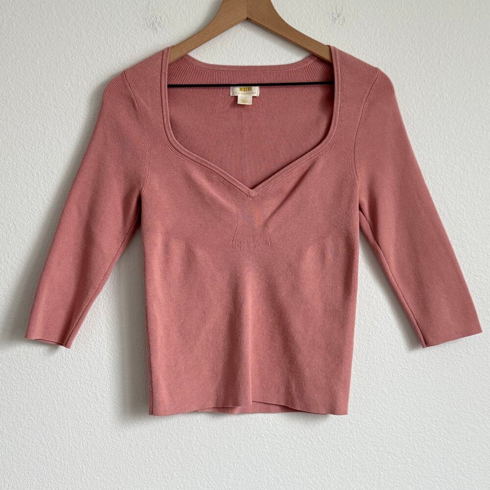 Anthropologie Dusty Rose Scoop Neck Knit Top